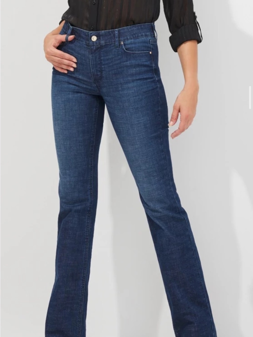 White House Black Market NWT Mid Rise Slim Boot Jeans Dark Wash 14R